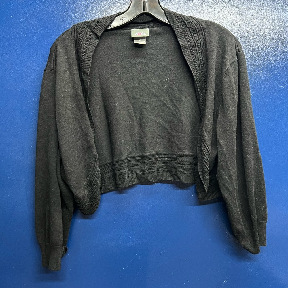 Women's Black Cropped Open-Front Sweater Cardigan